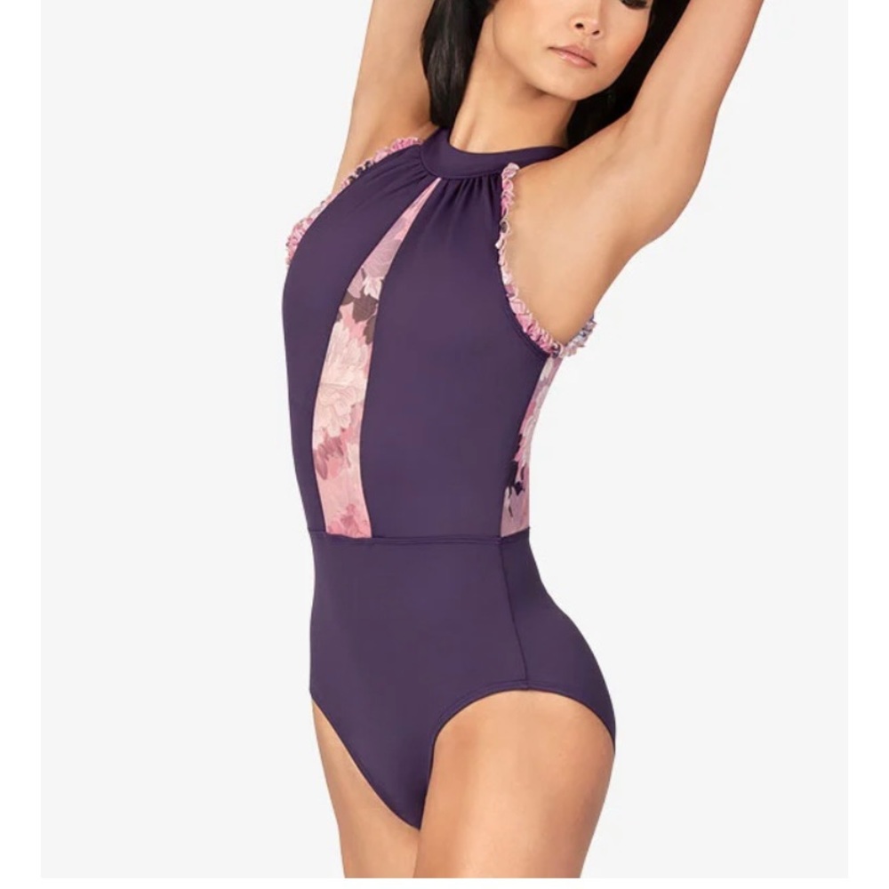 Mariia Skye High Neck Lettuce Edge Leotard